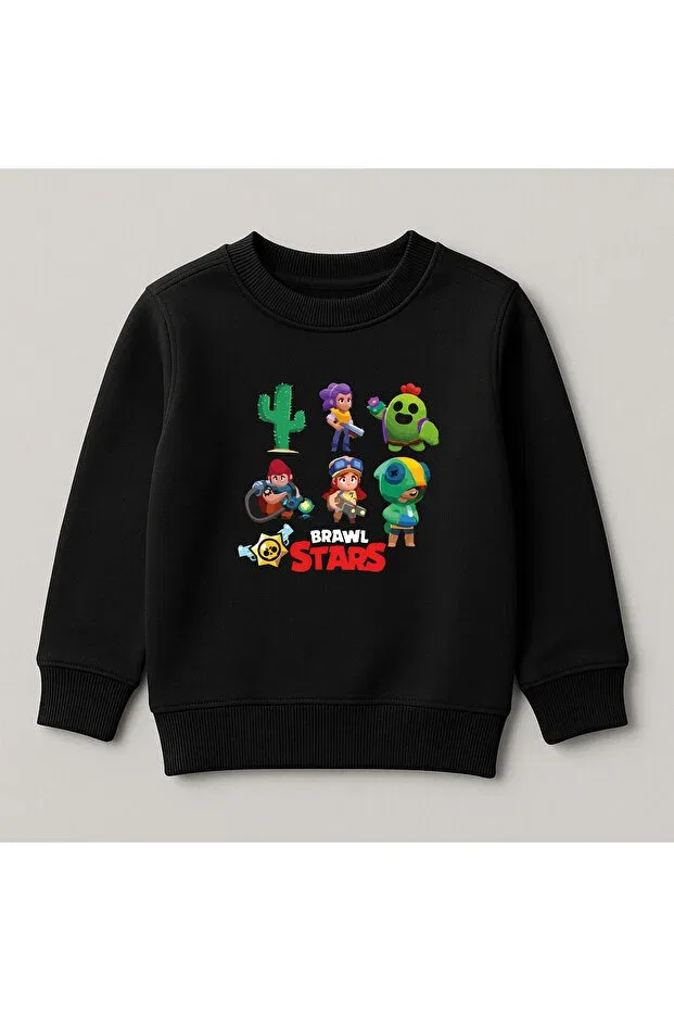 Детское худи для девочек с принтом Brawl Stars, Svart Wear, Black