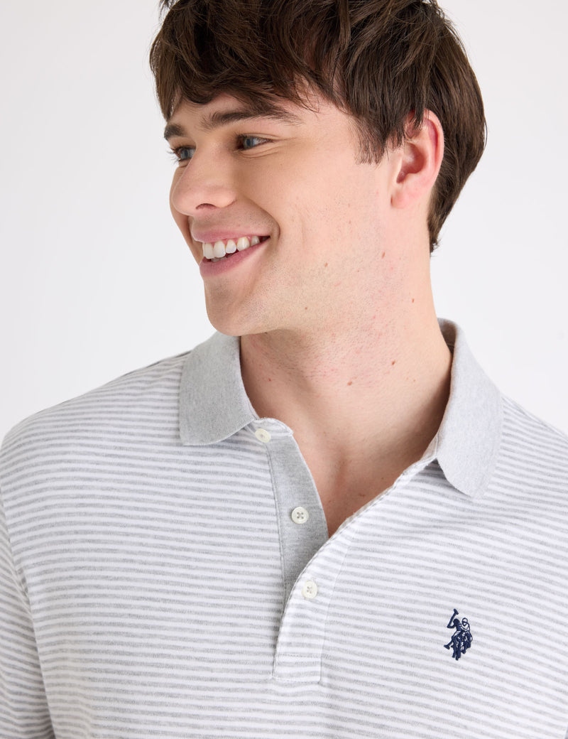 Мужская футболка-поло U.S. Polo Assn. Yarn Dye Stripe Interlock, светло-серый — фото 3