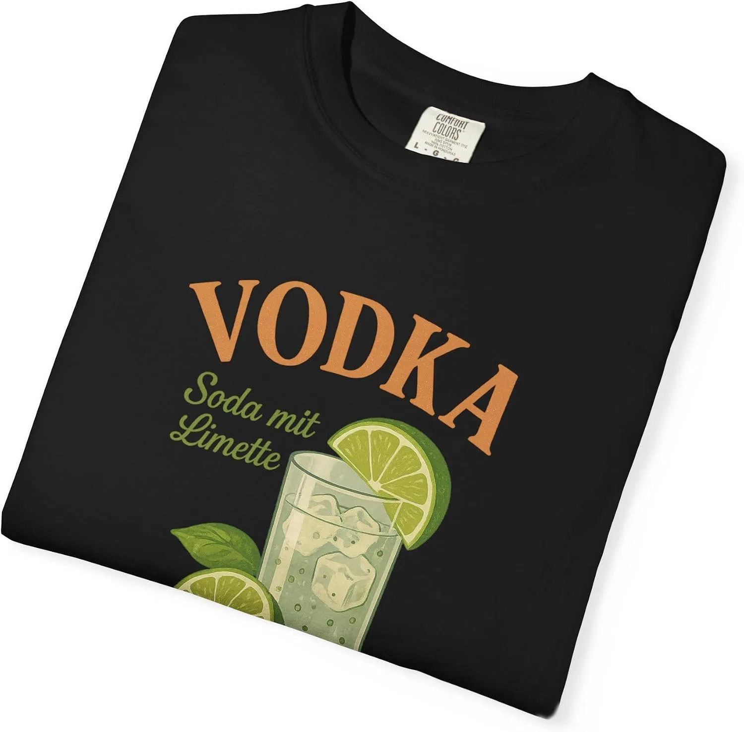 Футболка с ретро-принтом Vodka Lime Soda Comfort Colors, Black — фото 3