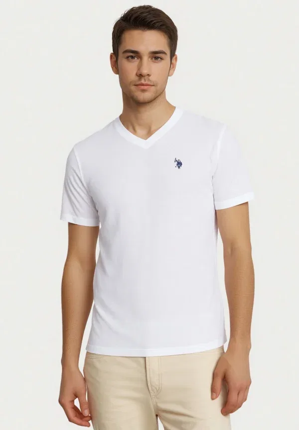 Футболка хлопковая Basic T-shirt U.S. Polo Assn., white, белый/черный/синий — фото 2