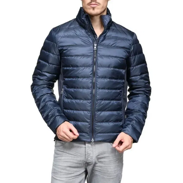 Мужское пальто-пуховик с воротником-стойкой EMPORIO ARMANI, Dark Blue — фото 4