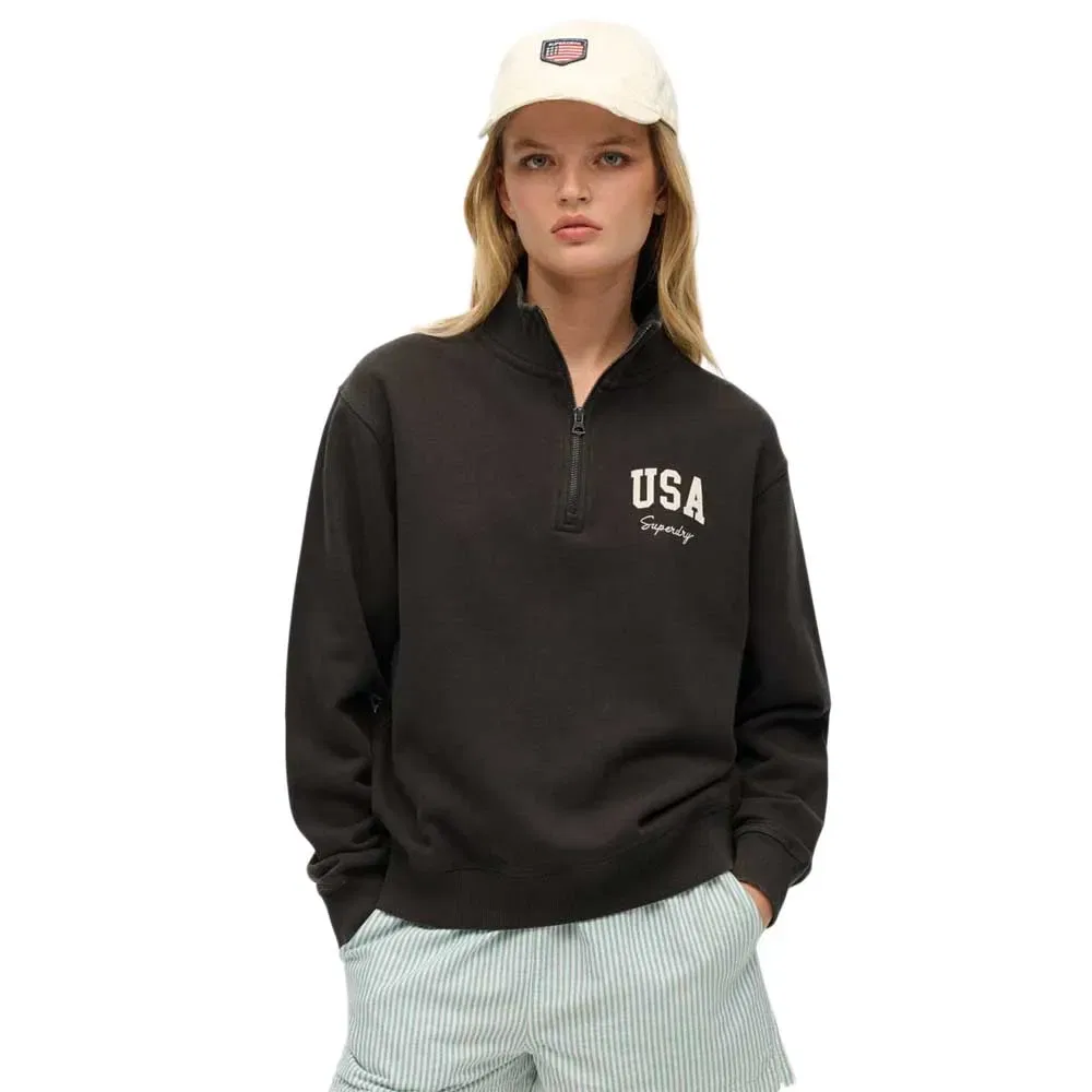 Худи с полузастежкой Athletic Essential Superdry, черный