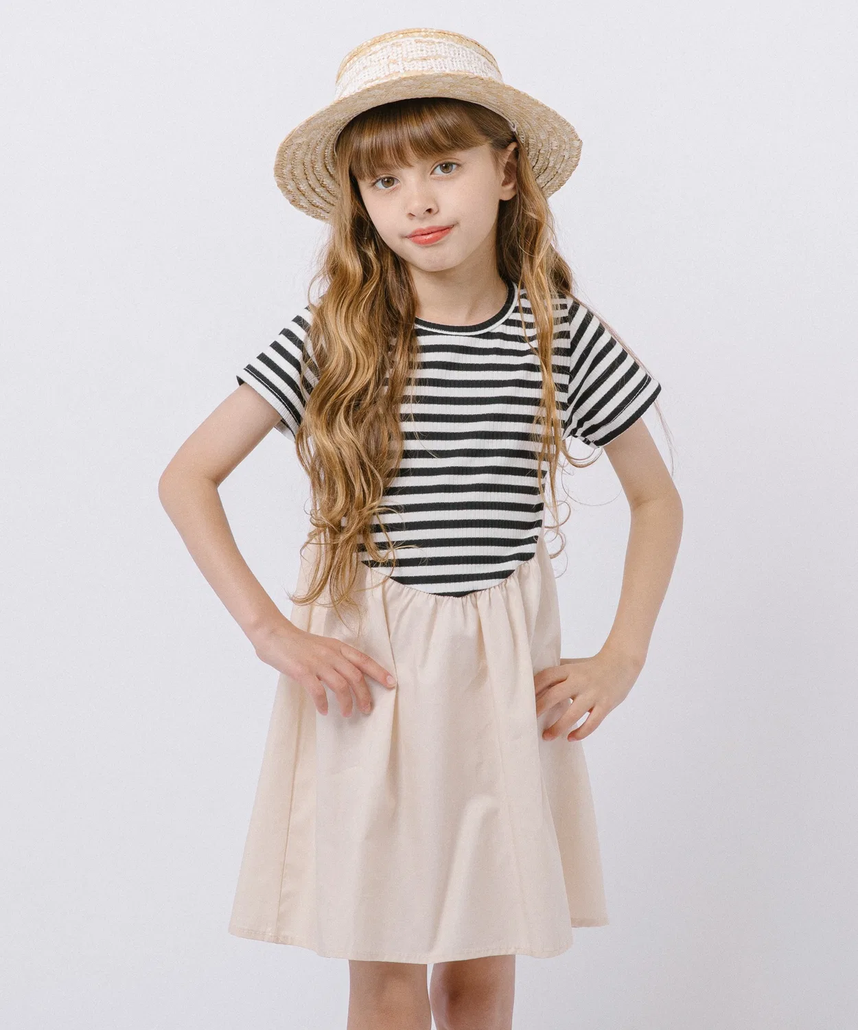 Детское платье для девочек с длинным рукавом модель Border Top URBAN CHERRY, Ivory — фото 3
