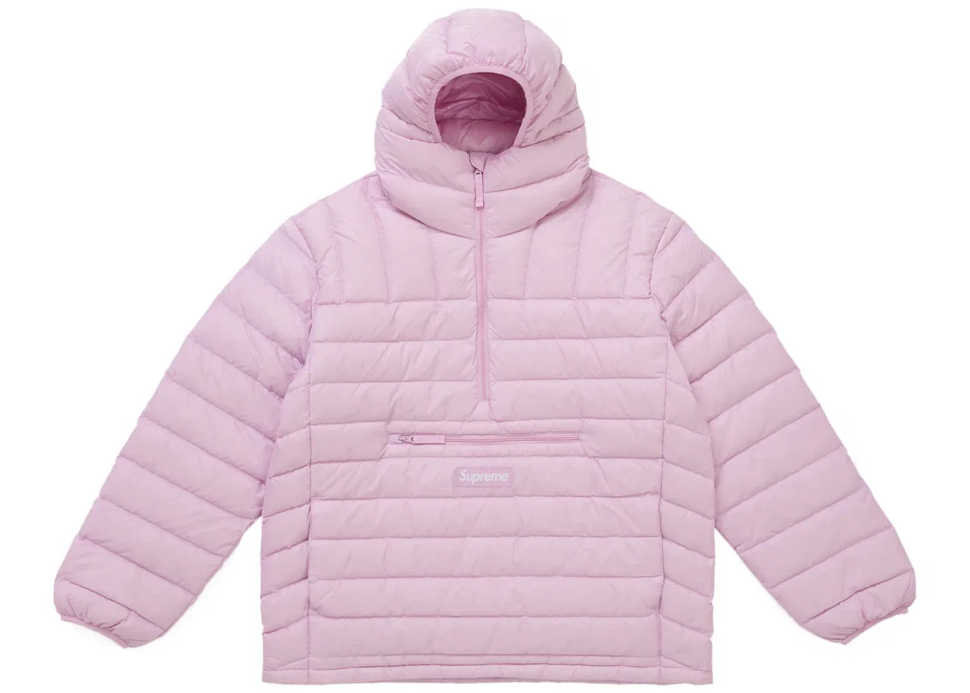 Мужская куртка-пуховик полузастежка с капюшоном Supreme Micro Down Half Zip Hooded Pullover FW25, Light Pink