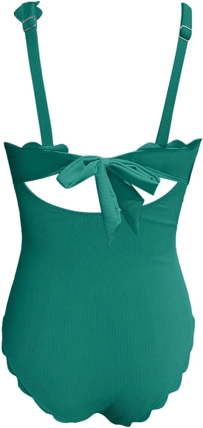 Женский цельный купальник с утяжкой живота Generic, Green — фото 4