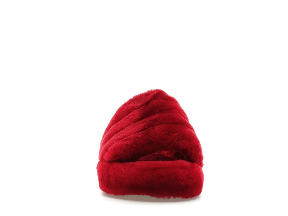Детские шлепанцы с принтом UGG Fluff Yeah Slide, Ribbon Red — фото 2