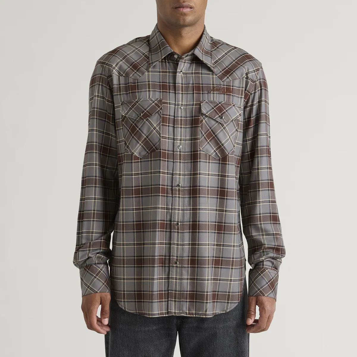 Рубашка из фланели Surrow Check Flannel Acne Studios, Multi Grey — фото 2