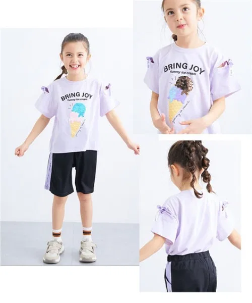 Детская футболка с принтом из пайеток Spangle Purple QUNTSTYLE, Purple — фото 3