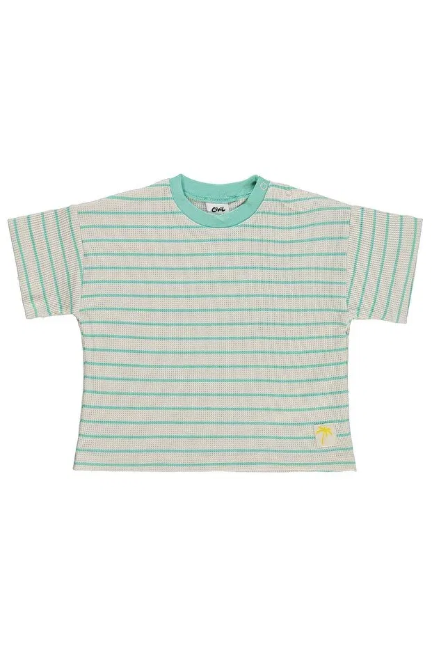 Детская футболка с принтом Striped Civil Baby, Light Beige