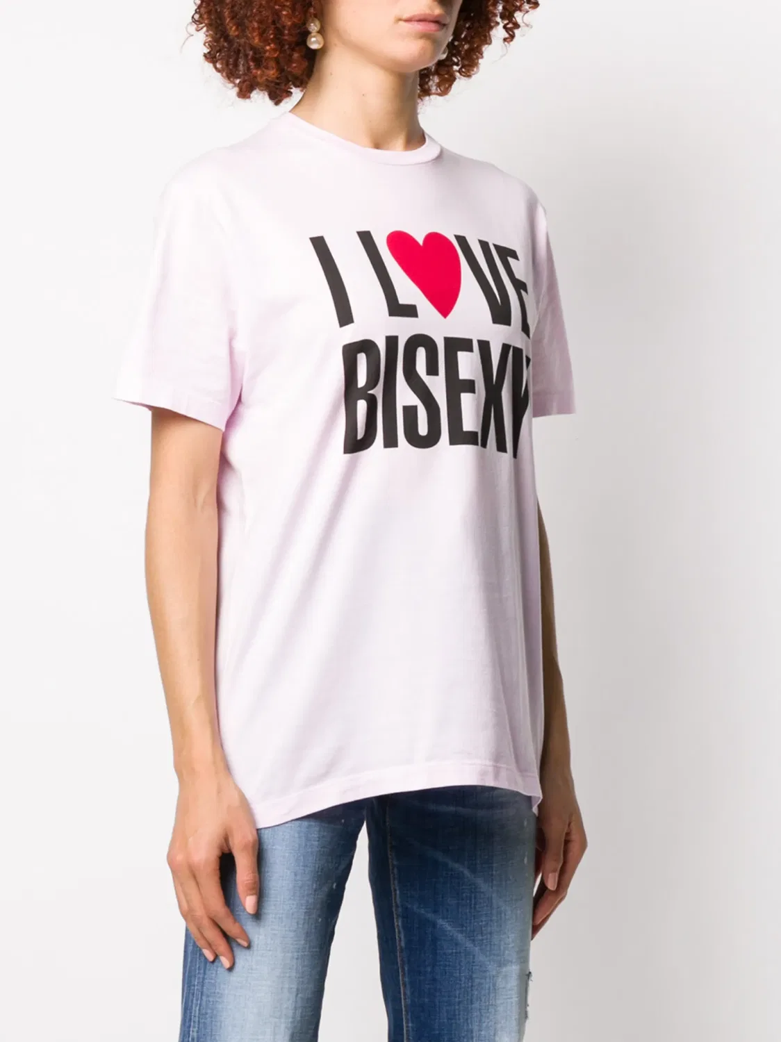 Футболка с принтом I love bisexy Dsquared2, розовый — фото 3