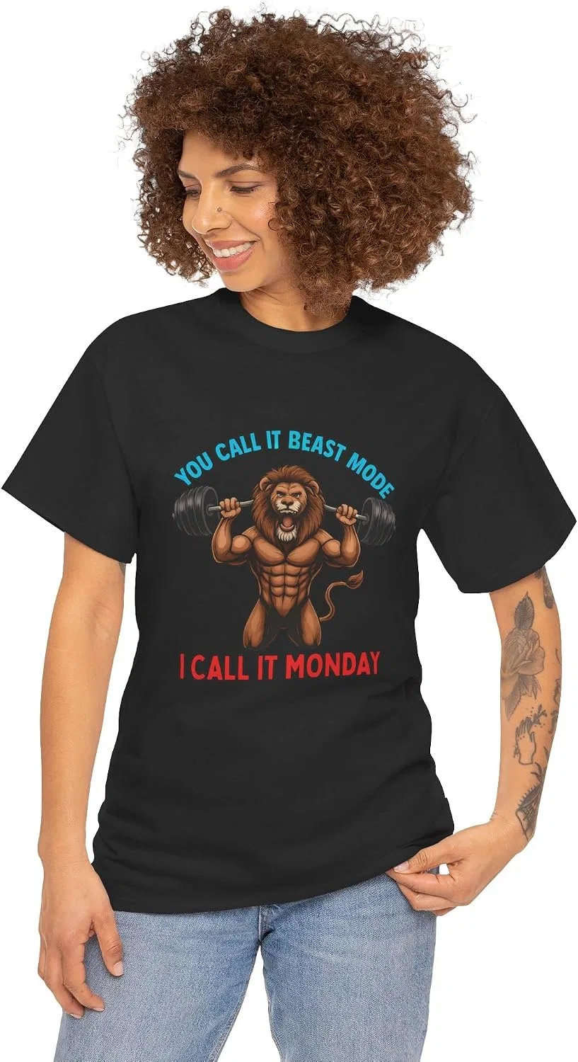 Мужская футболка с графикой льва Beast Mode, Black — фото 2