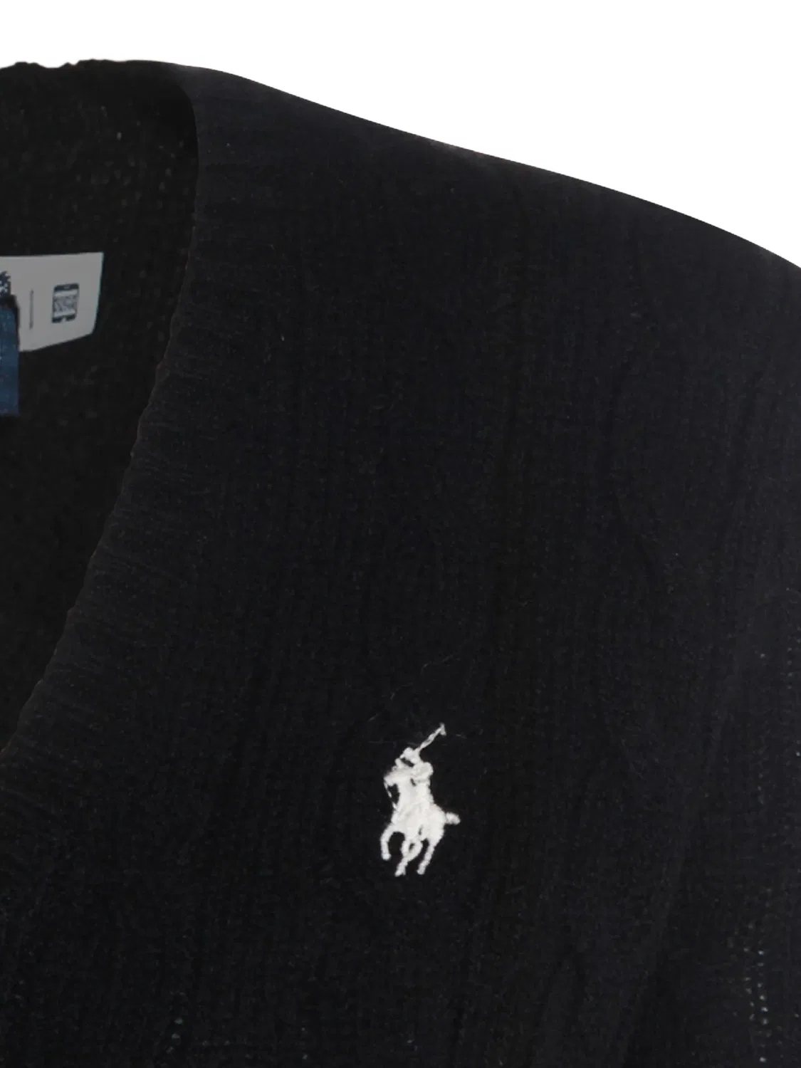 Свитер с V-образным вырезом из косой вязки Polo Ralph Lauren, черный — фото 3