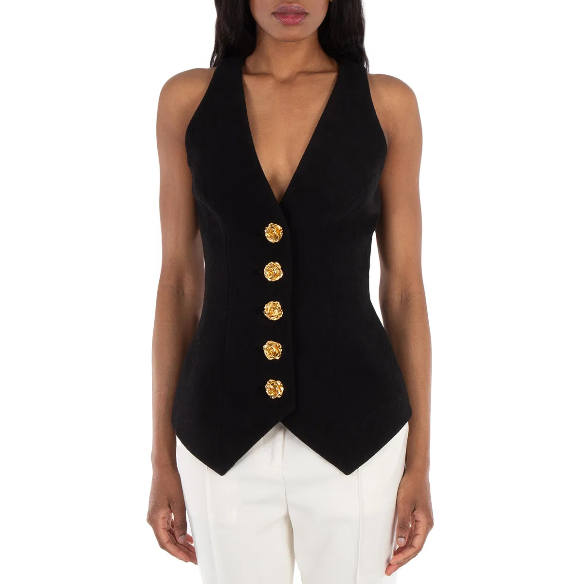 Жилет из шерсти с пуговицами Balmain, Black
