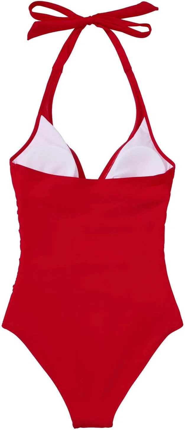 Женский бикини с завязками на шее Halter, Red — фото 4