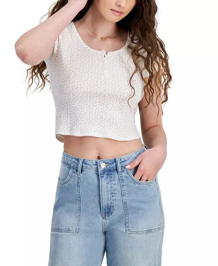

Хлопковая трикотажная футболка Henley для юниоров Just Polly, синий