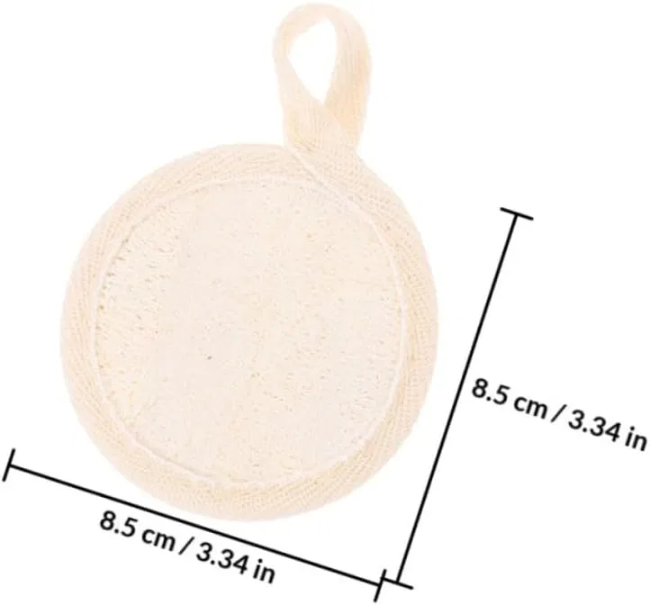 Спонж для лица из люфы и хлопка, 3 шт, DINHEAROM, 8.5x8.5x0.5 см, Beige — фото 2