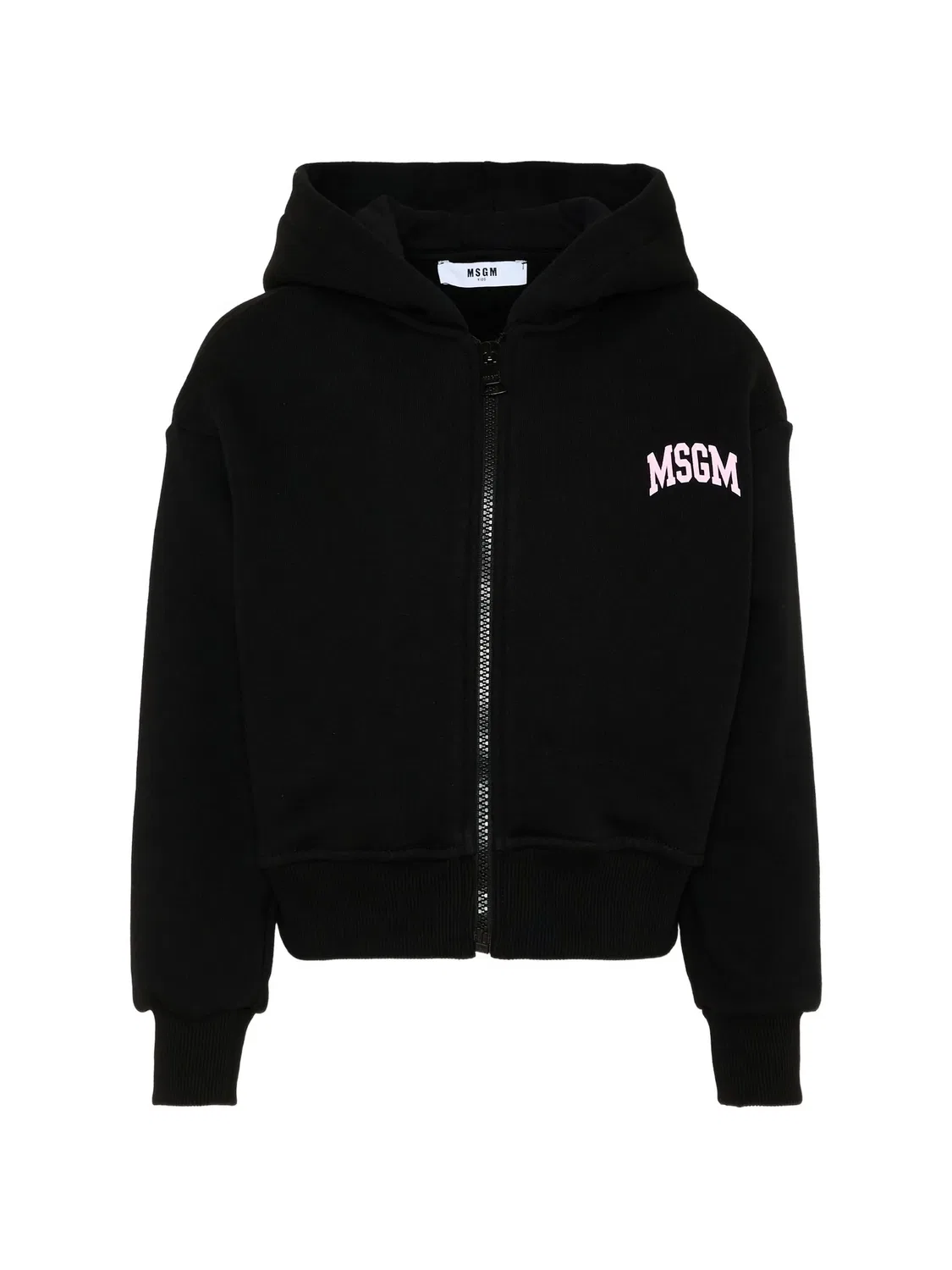 Хлопковое худи на молнии с логотипом MSGM, черный