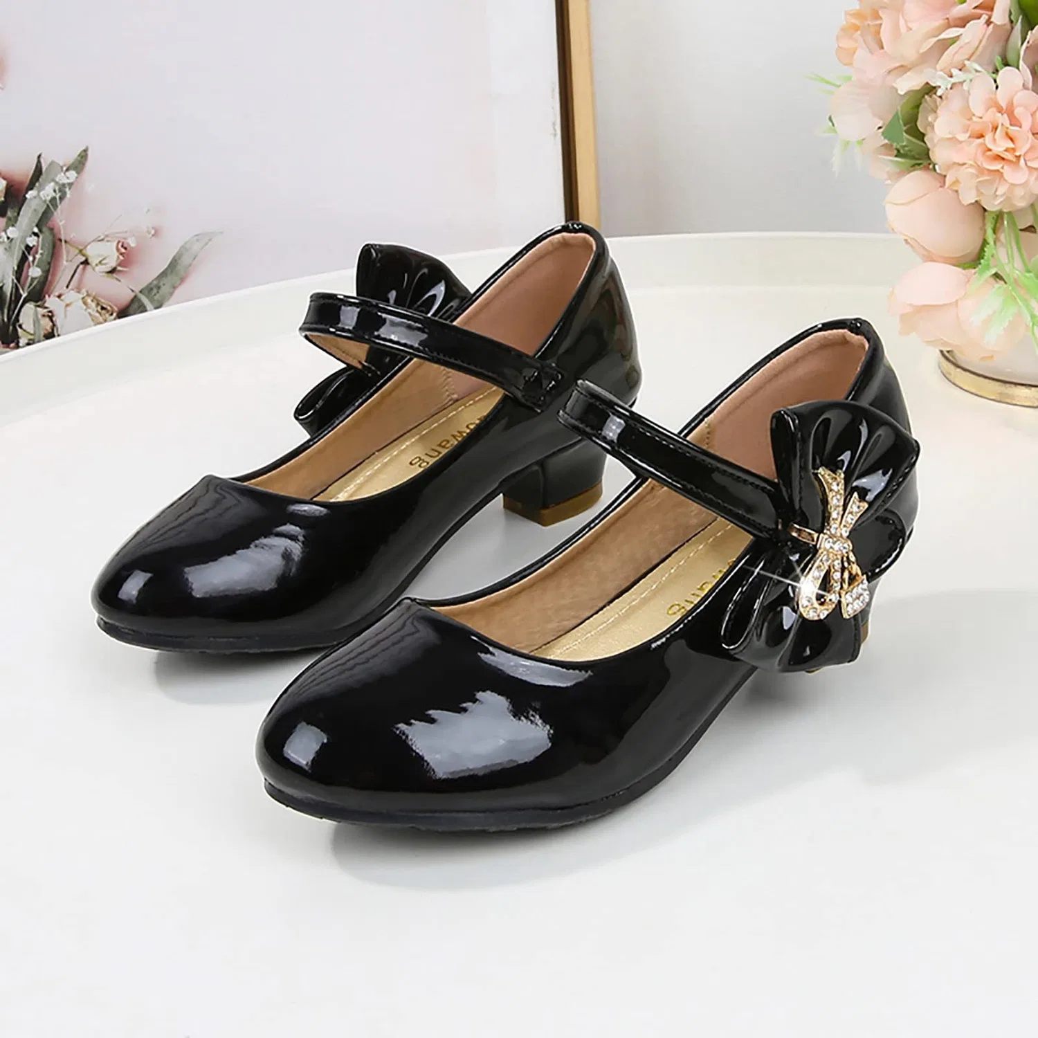 Детские туфли Мэри Джейн на каблуке для девочек Girls Princess Shoes with Heel Mary Jane Flat Shoes for Kids Elegant Bowknot Wedding Shoes Stiletto Shoes for Women Cosplay Party Wedding, Nero — фото 3
