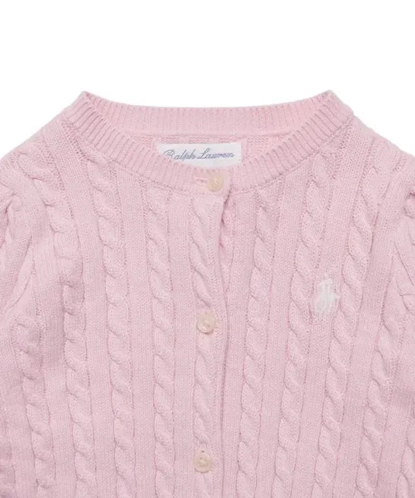 Кардиган кабель-нитка, Polo Ralph Lauren Children, розовый — фото 3