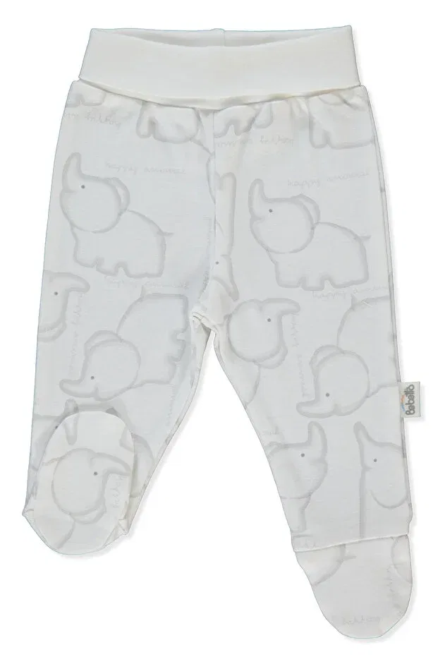 Детские брюки для девочек с животным принтом Ribana pants with booties (happy animal) Bebetto, Gray Melange
