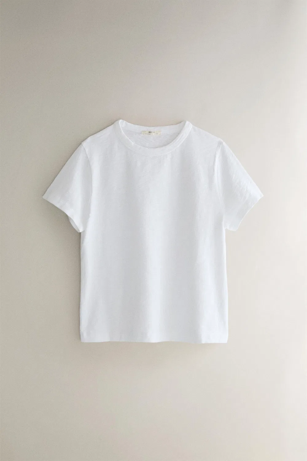 Хлопковая футболка с коротким рукавом ZARA, White