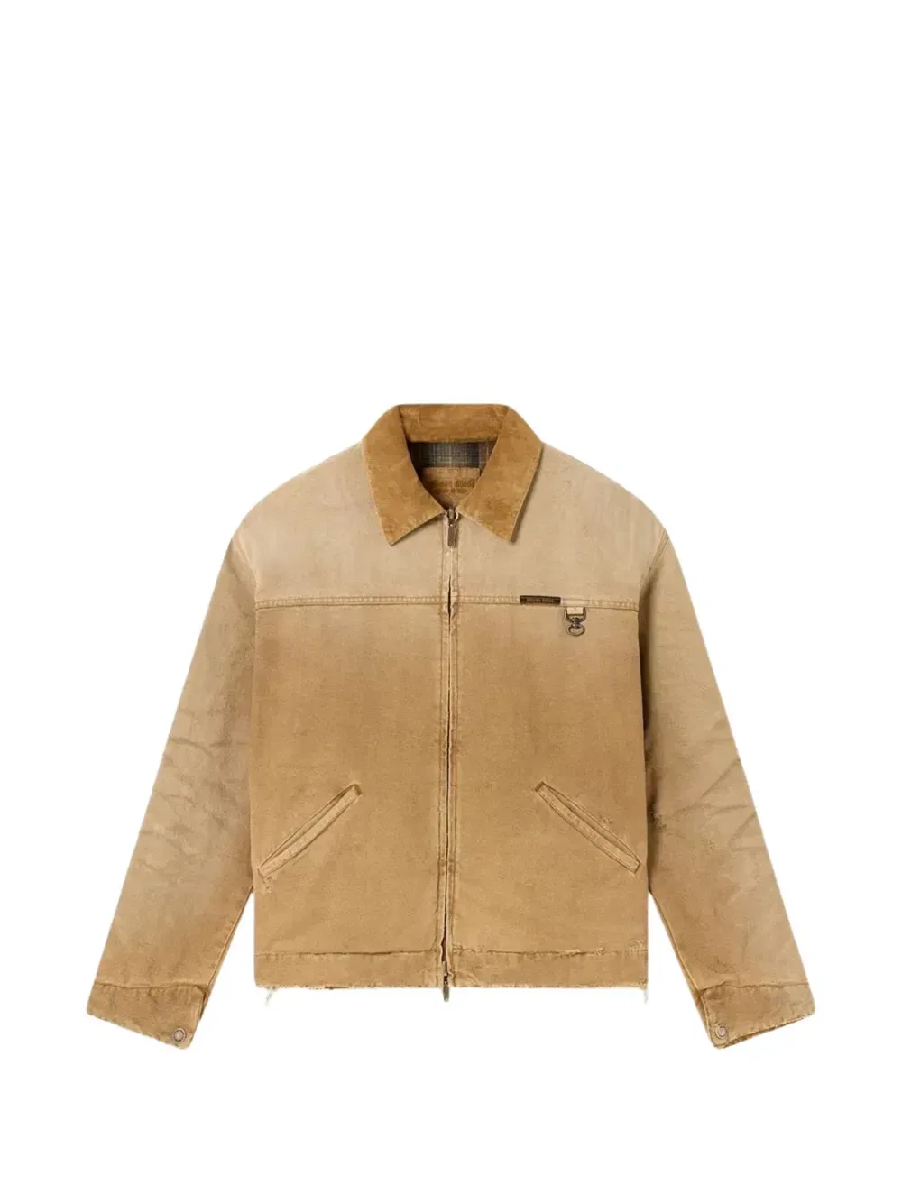 Двусторонняя куртка из бежевого хлопка с узором в клетку GOLDEN GOOSE, бежевый