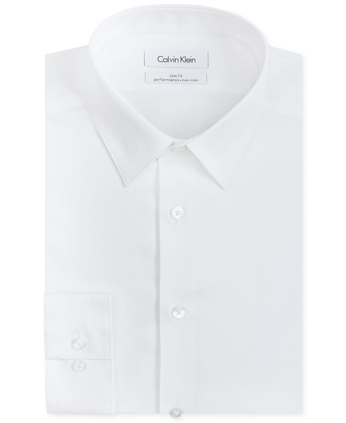 Мужская классическая рубашка slim fit non iron performance с воротником в елочку Calvin Klein, белый — фото 2