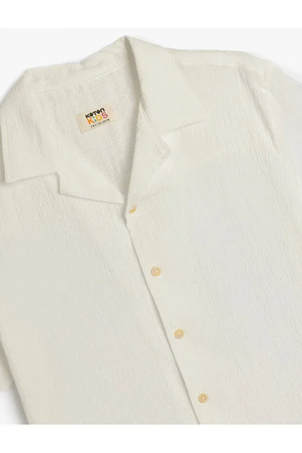 Детская рубашка с коротким рукавом хлопковая Basics Koton, White — фото 3