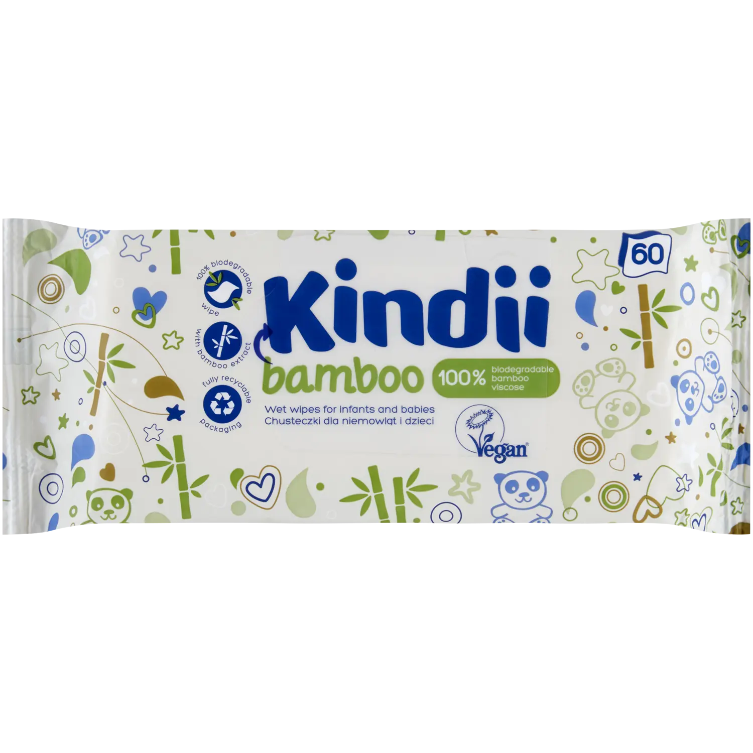 

Kindii Bamboo детские влажные салфетки, 60 шт/1 упаковка