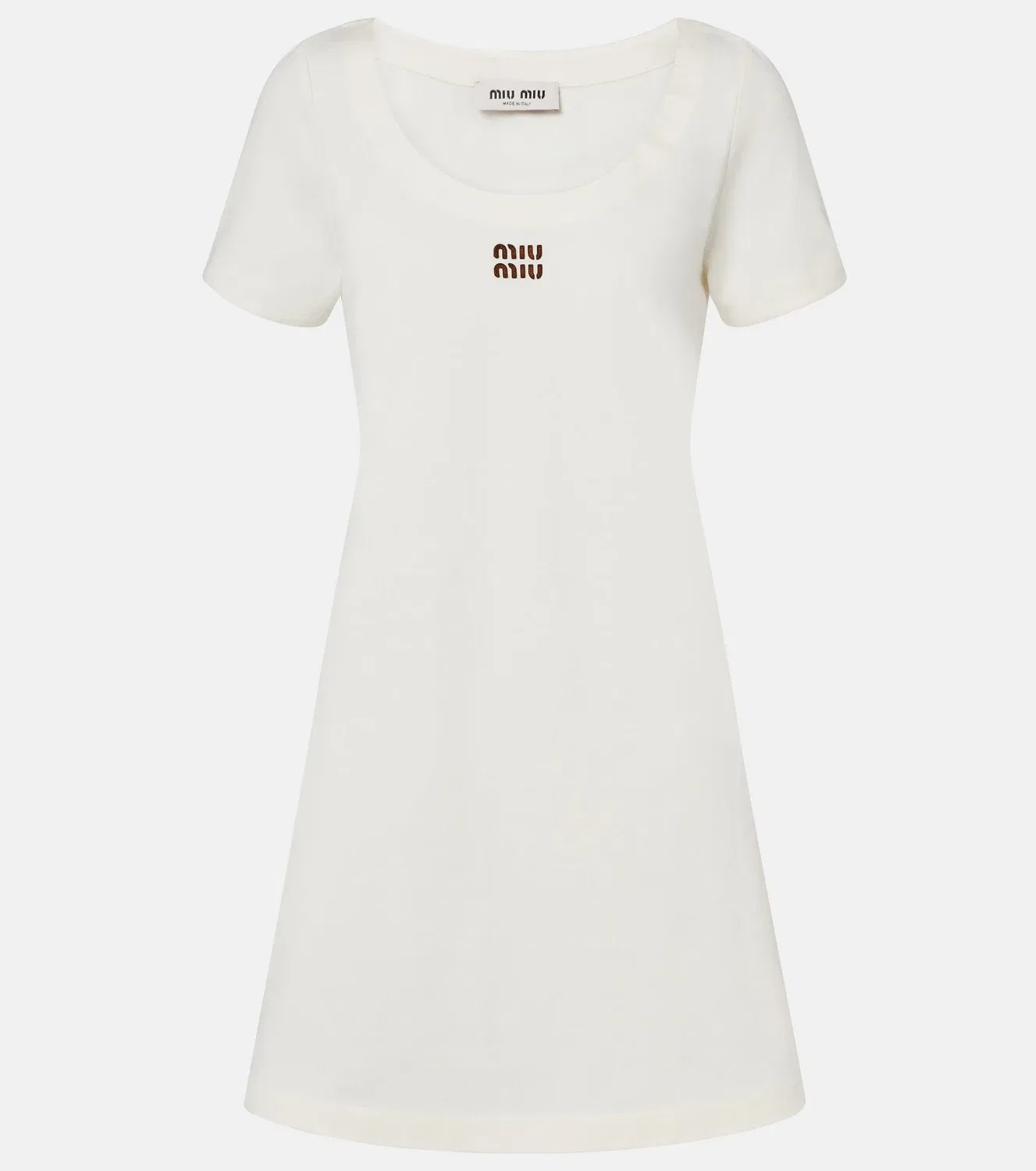 Платье хлопковое с поясом Miu Miu, белый
