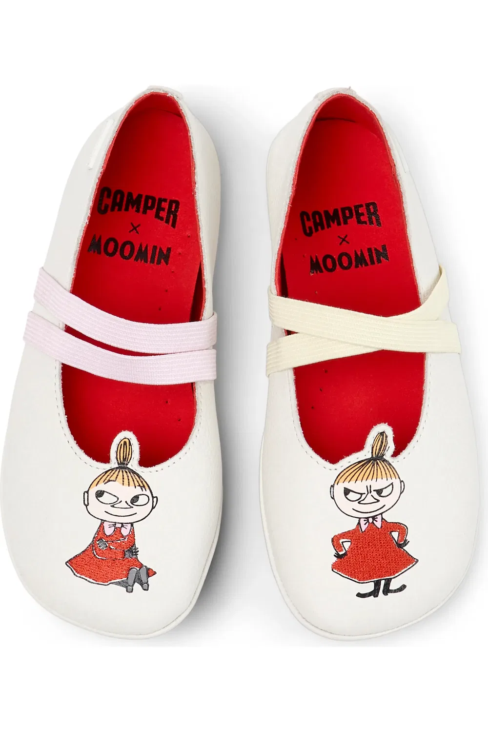 Балетки детские Camper Right Twins Moominvalley, с перекрестными ремешками, White Natural — фото 4