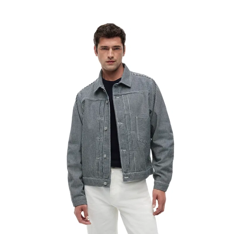 Мужская куртка с лацканами в полоску Navy Blue White Stripes 1BH Tommy Hilfiger, Navy Blue White Stripes 1BH