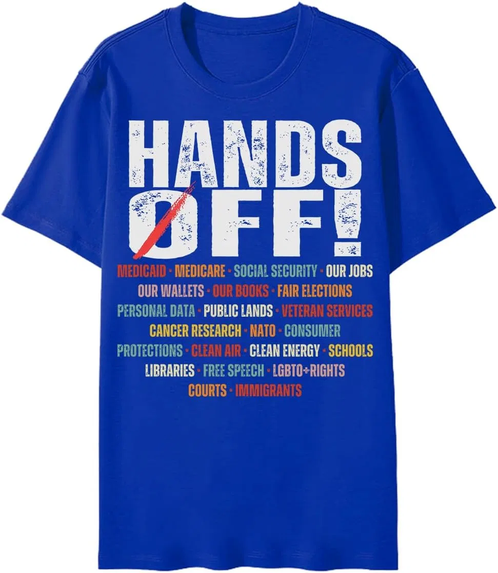 Футболка с принтом Hands Off Protest Unisex Regular Fit, Sapphire Blue