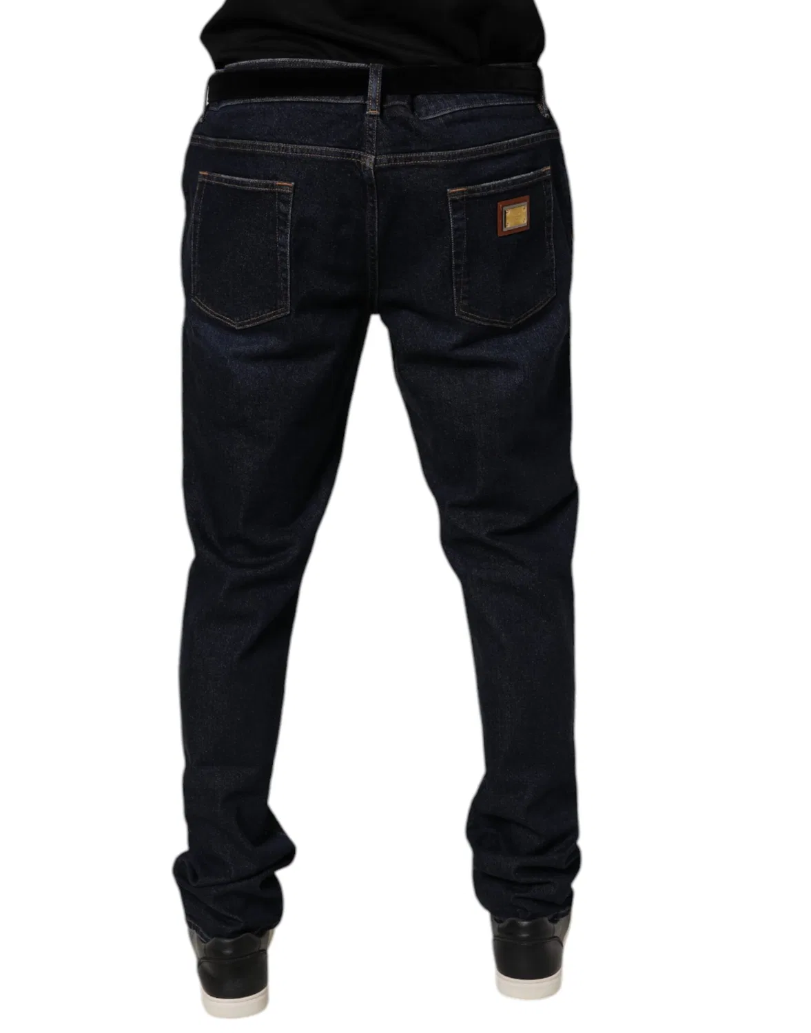 Мужские джинсы скинни с логотипом Dark Blue Cotton Stretch Skinny Denim Dolce & Gabbana, синий — фото 3