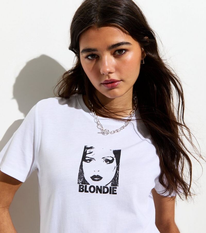 

Белая хлопковая футболка с рисунком Blondie New Look, белый