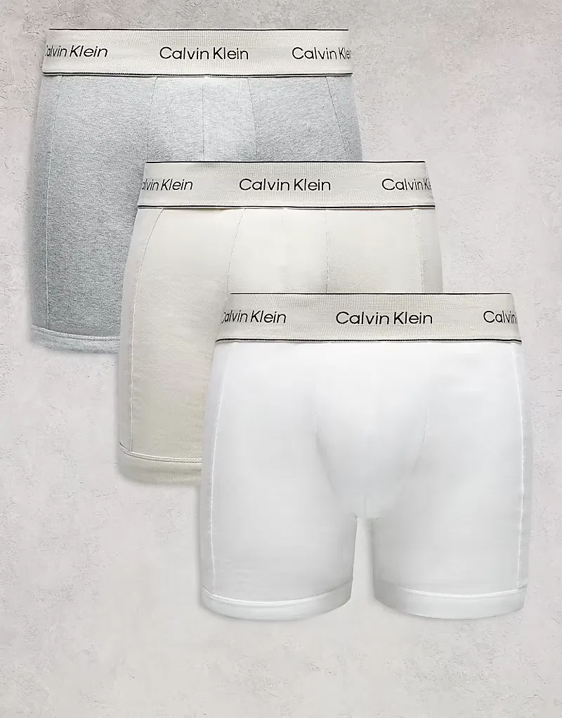 Боксеры-брифы хлопковые Heritage 3 шт Calvin Klein, белый/серый/Oyster