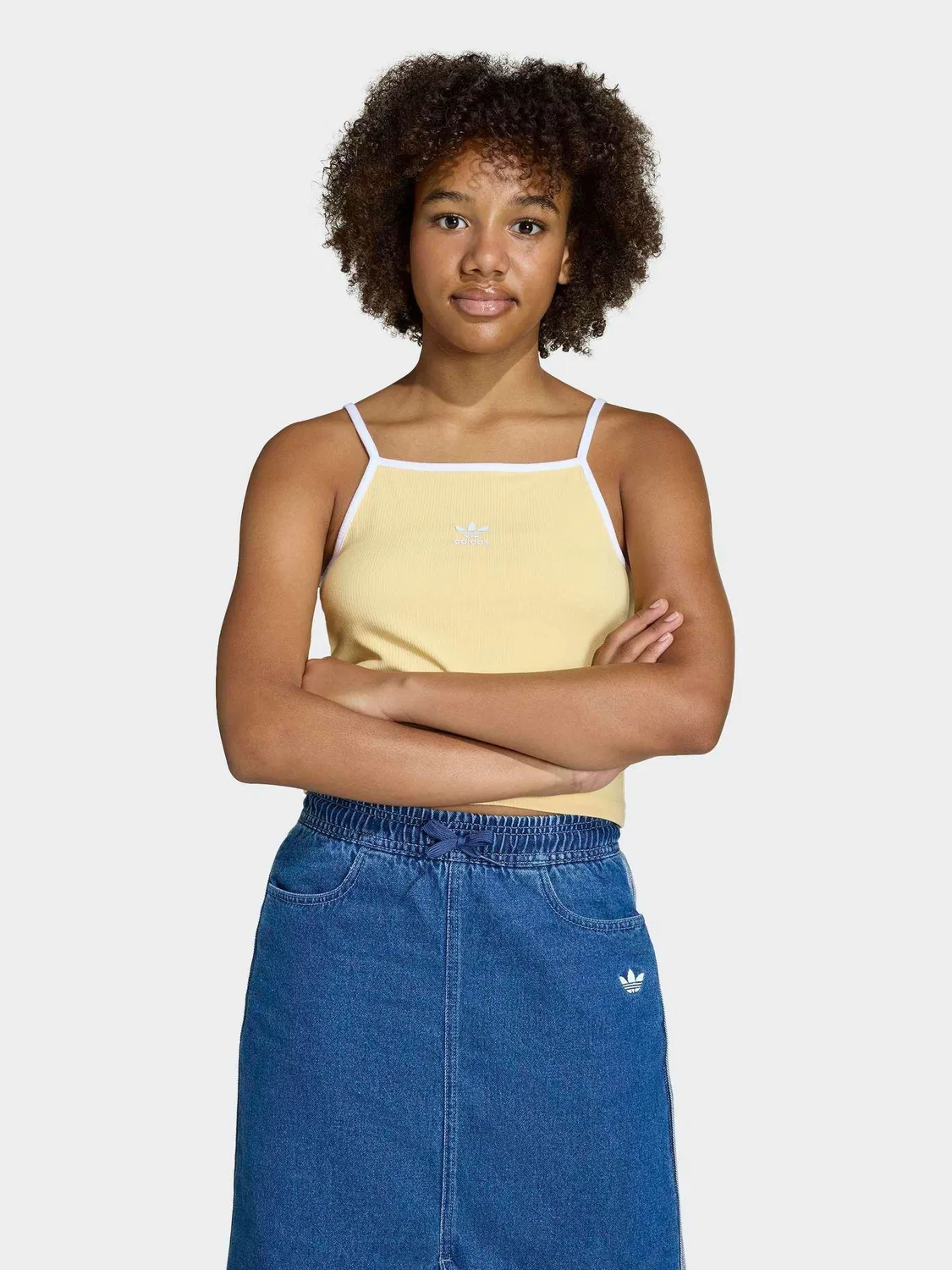 Топ-майка Slim Mini Rib, adidas Originals, цвет сливочно-желтый