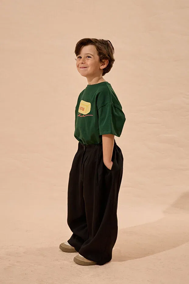 Детские брюки для девочек широкие Tencel pleated barrel trousers Fahhar Kids, Black — фото 4