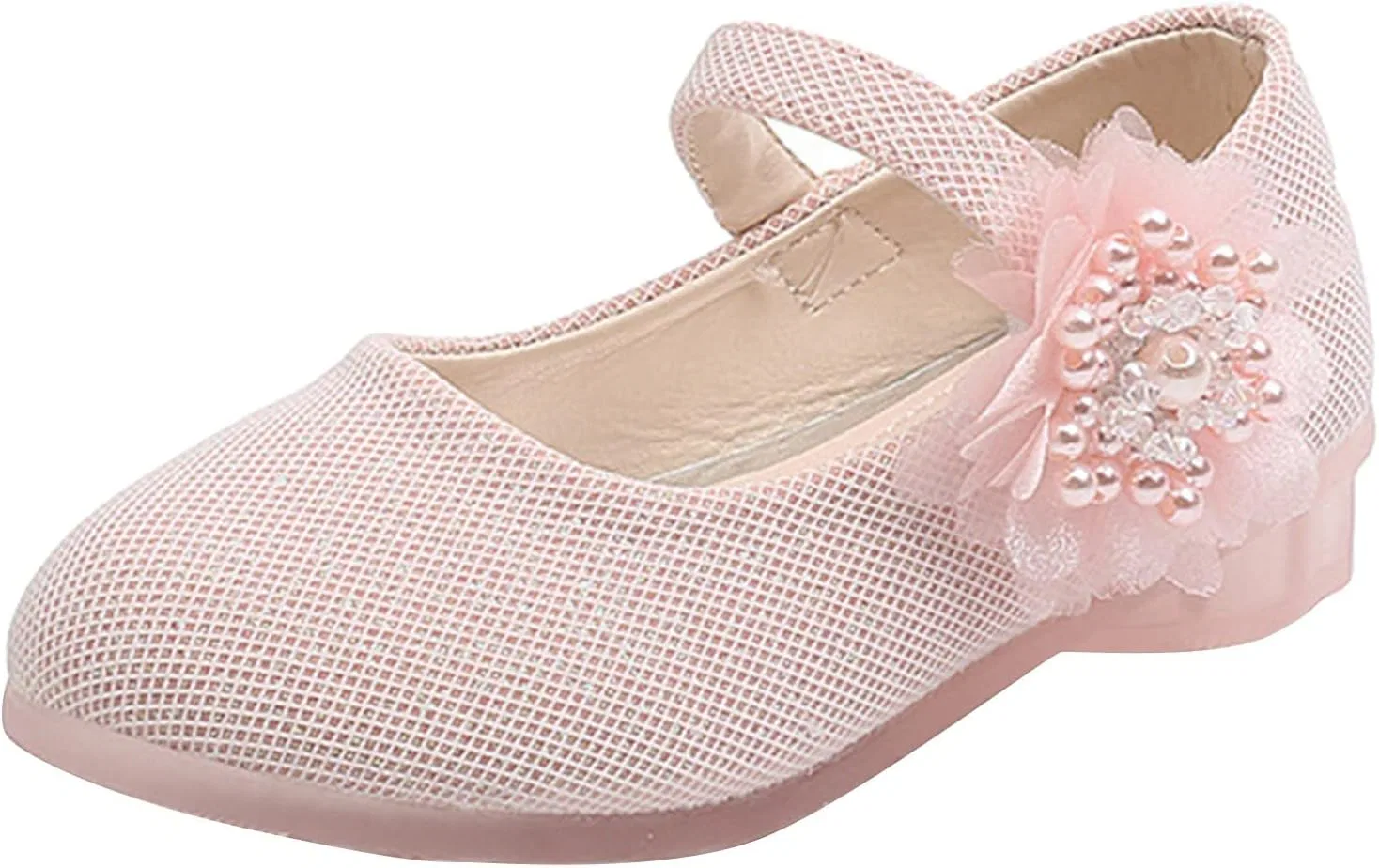 Детские балетки для девочек с цветком Mary Jane Flats Pump Strap, Pink