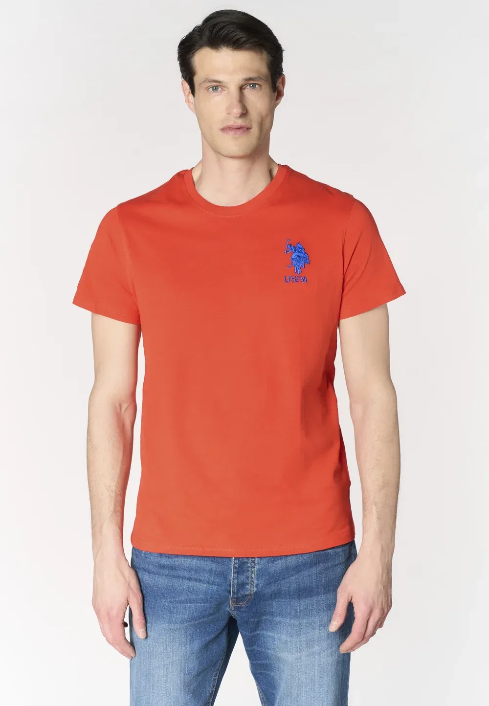 Футболка da uomo a maniche corte con logo e numero ricamati - базовая футболка U.S. Polo Assn., Rosso
