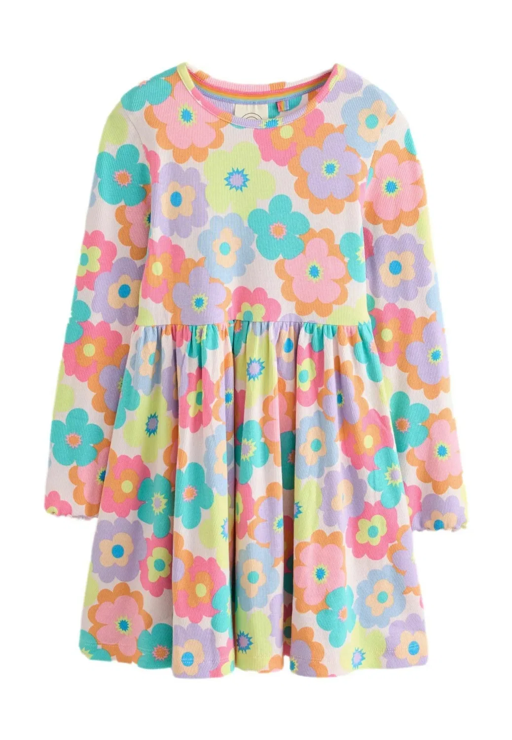 Платье из ребристого трикотажа - платье-свитер Little Bird, Pink Rainbow Floral