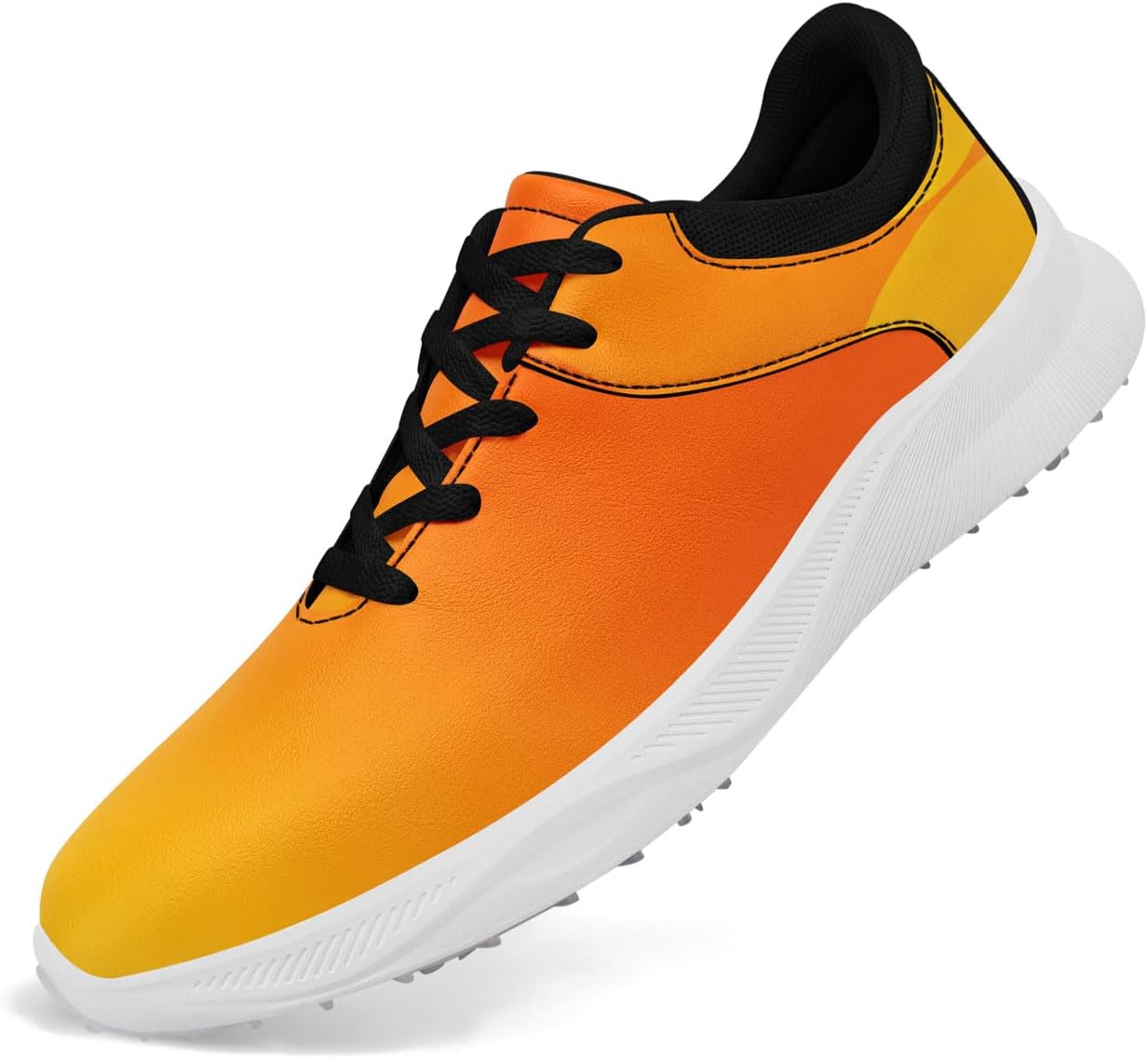 

Градиентные гольф-кроссовки без шипов для мужчин и женщин, водонепроницаемые, дышащие, для ходьбы и спорта, для гольф-курса и повседневной носки Awsole, черный/желтый/оранжевый