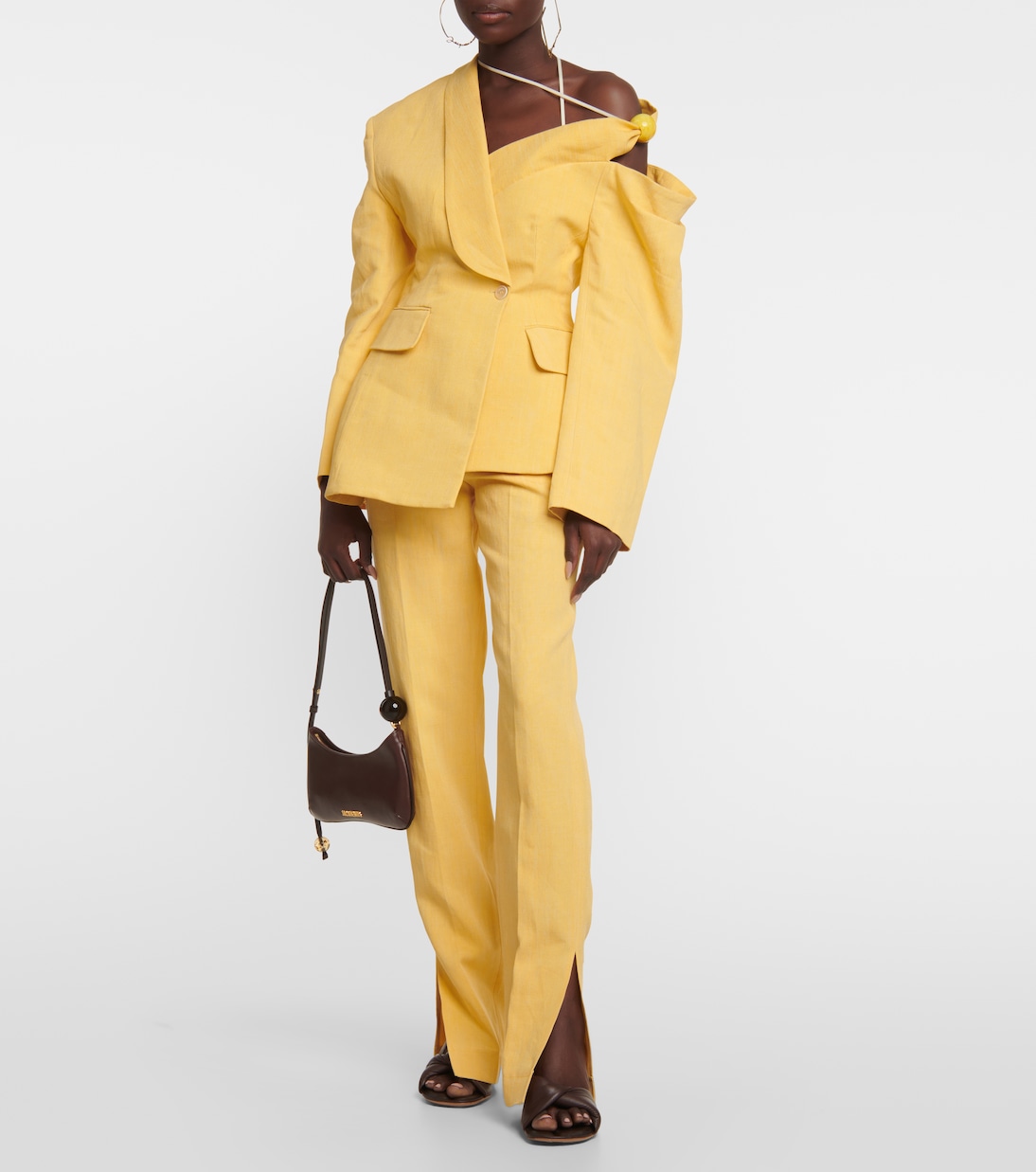 Брюки Le Pantalon Tibau из смесового льна Jacquemus, желтый — фото 2