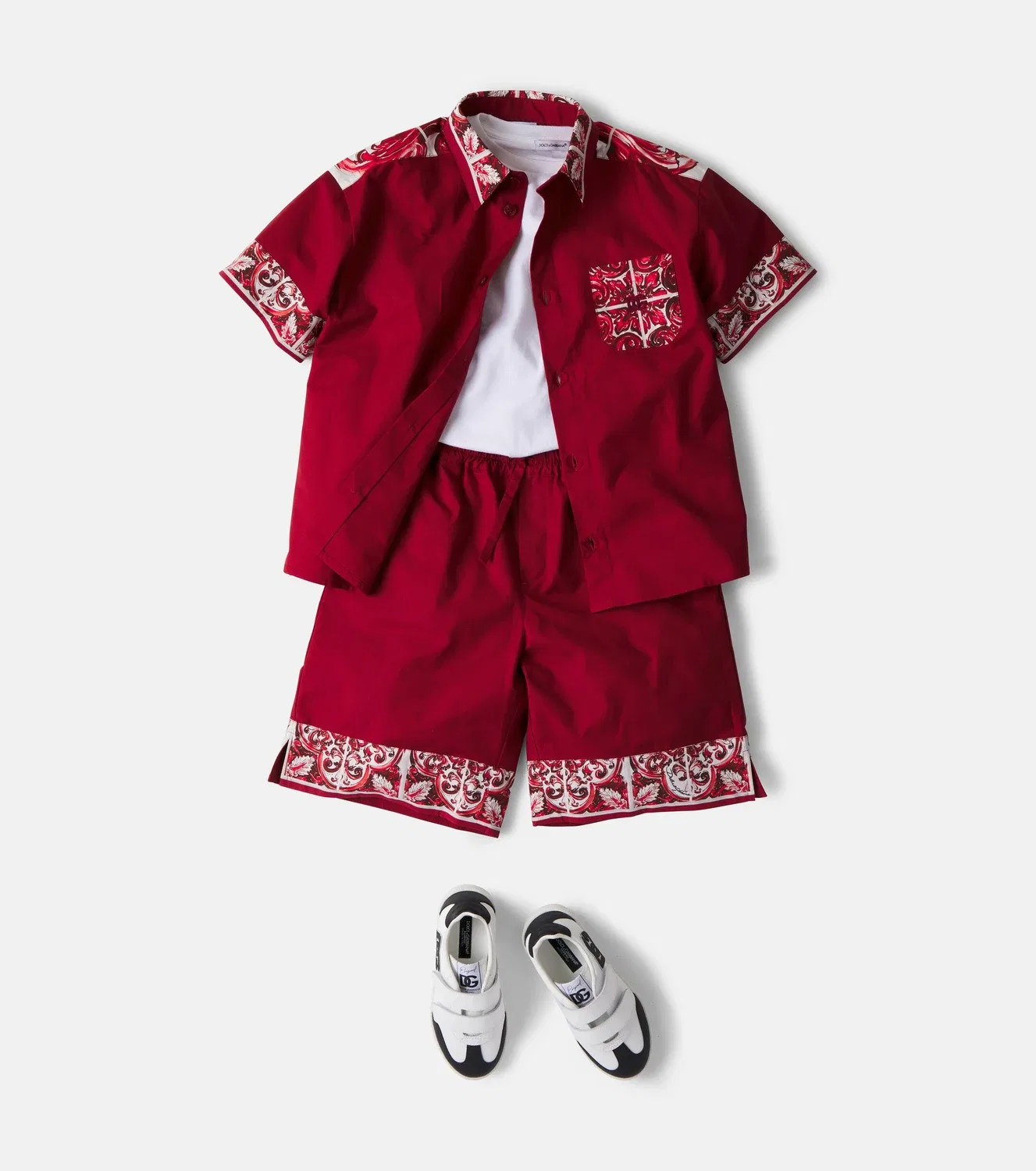 Рубашка с мавританским узором Dolce&Gabbana Kids, красный — фото 2