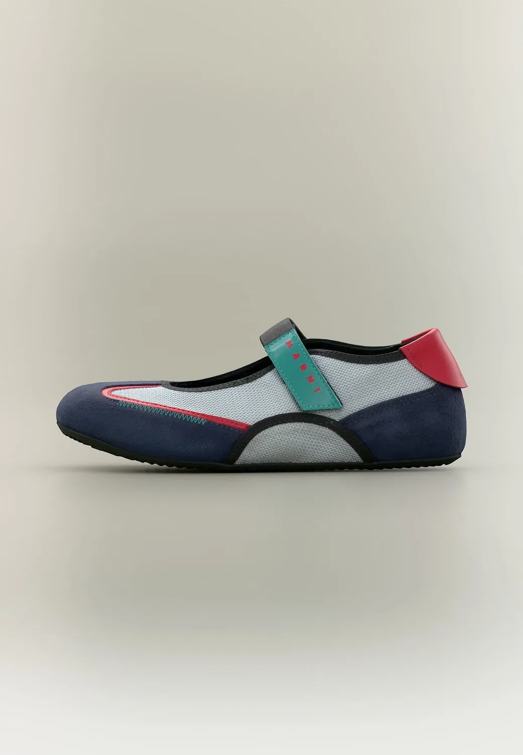 Балетки с ремешком на щиколотке Marni, Pearl/Navy/Red/Emerald/Black