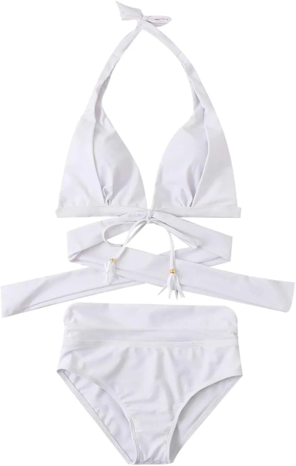 Женский бикини-комплект с высокой талией Mesh, White