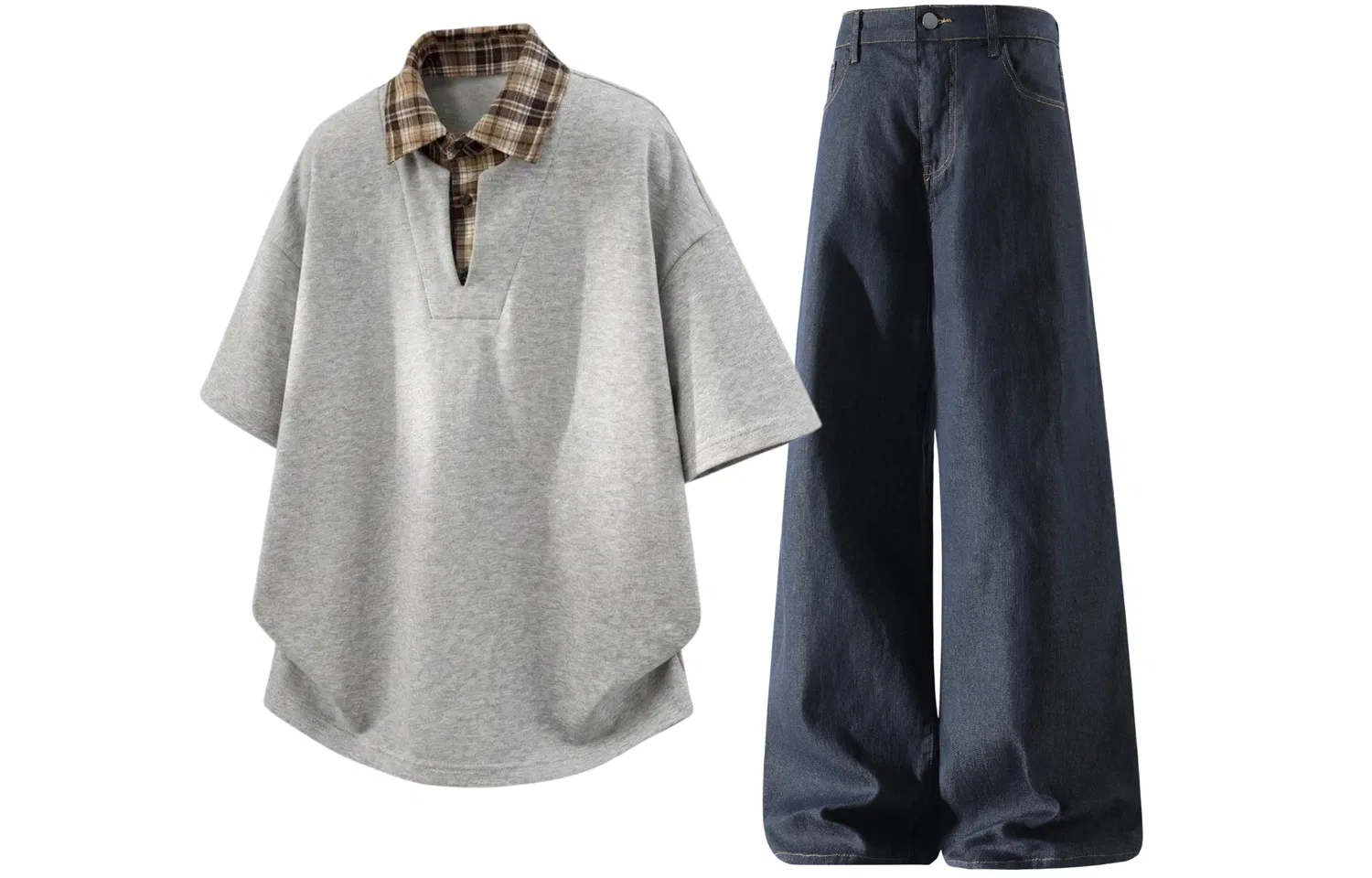 Детский спортивный комплект с воротником Casual Sportswear GWAF, Heather Gray/Blue