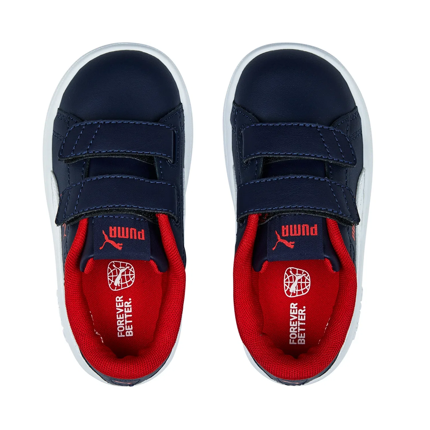 Детские кроссовки с ремешками PUMA SMASH 3.0 L V INF, Navy/White/Red — фото 4