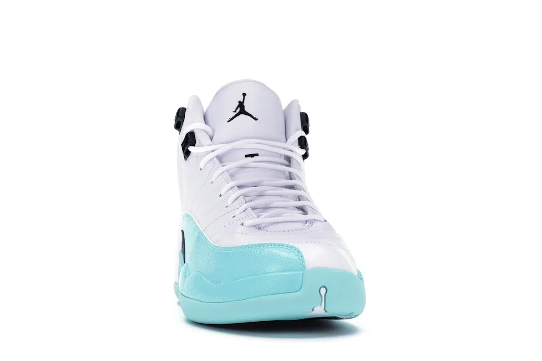 Детские кроссовки Lifestyle с цветными акцентами Jordan 12 Retro, White/Black-Light Aqua — фото 2