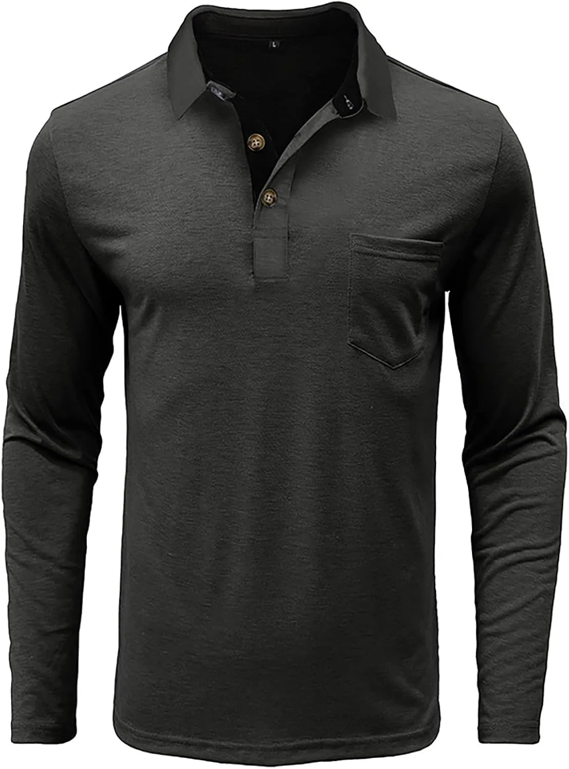 Мужская рубашка поло с длинным рукавом Classic Fit, серый — фото 4